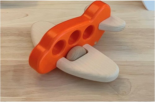 Bajo houten vliegtuig - duurzaam speelgoed, oranje kleur-3