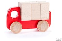 Bajo houten vrachtwagen met blokken - educatief speelgoed rood