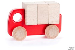 Bajo houten vrachtwagen met blokken - educatief speelgoed rood