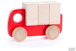 Bajo Petit camion en bois avec blocs, rouge