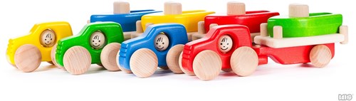 Bajo houten 4WD auto met trailer en boot - speelgoedauto blauw-2
