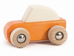 Bajo voiture en bois à rétrofriction orange - jouet durable
