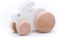 Bajo jouet à tirer en bois lapin - jouet durable blanc
