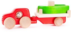 Bajo houten 4WD auto speelgoed met trailer en boot - Koraal