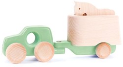 Bajo houten speelgoedauto 4x4 met trailer en paard - Mint kleur