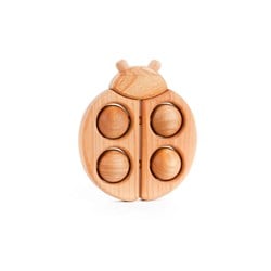 Bajo hochet en bois coccinelle jouet bébé - naturel
