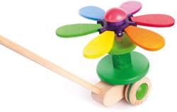 Bajo houten speelgoed Flower Rainbow - kleurrijke bloem op stok
