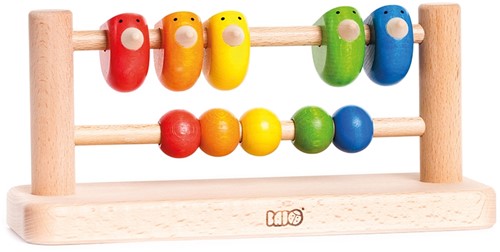 Bajo Houten Telraam met Vogels - 10 Gekleurde Kralen