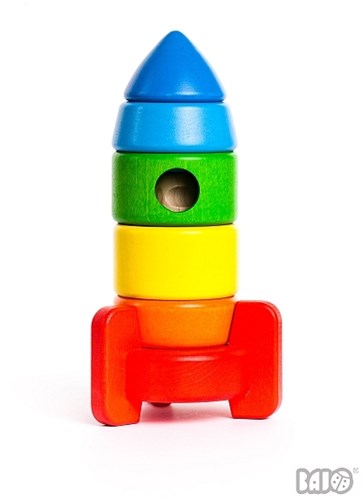 Bajo fusée en bois à empiler - jouet éducatif pour enfants