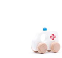 Bajo houten speelgoed Ambulance - klassiek houten voertuig 10 cm