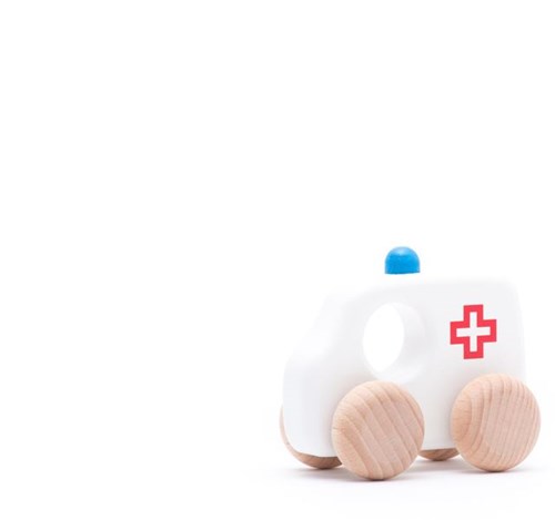 Bajo houten speelgoed Ambulance - klassiek houten voertuig 10 cm