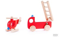 Bajo hélicoptère de pompier en bois - jouet hélicoptère pour enfants-2