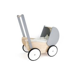 Bajo landau de poupée en bois - gris jouet landau en bois