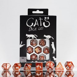 Q-Workshop dobbelstenen set katten Muffin - bruin - 7 stuks - DnD