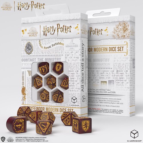Q-Workshop Harry Potter Gryffindor Moderne Dobbelstenen Set Rood 7 stuks