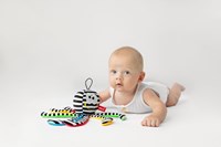Mom's Care jouet bébé pieuvre noir-blanc avec clip et grelots-2
