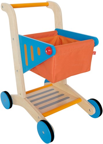 Hape houten winkelwagen speelgoed - rollenspel winkelwagentje blauw