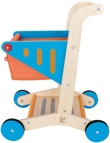 Hape houten winkelwagen speelgoed - rollenspel winkelwagentje blauw-2
