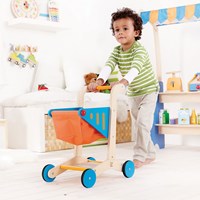 Hape houten winkelwagen speelgoed - rollenspel winkelwagentje blauw-3