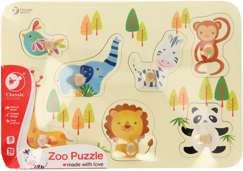 Classic World houten dierenpuzzel - educatief speelgoed met noppen-3