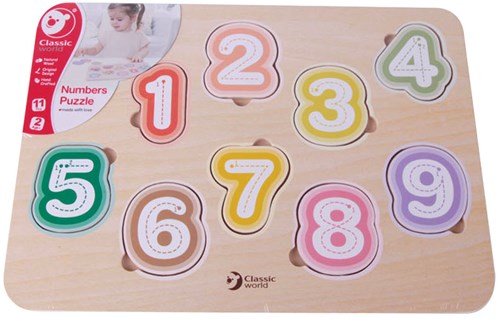 Classic World houten puzzel cijfers educatief speelgoed leren tellen