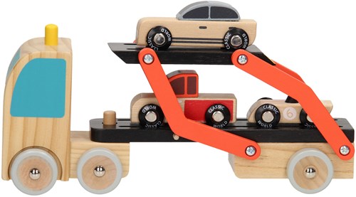 Classic World houten autotransporter speelgoed met auto's, FSC hout-2