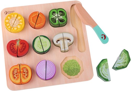 Classic World houten groente speelgoed snijset - 20 delig - educatief-2
