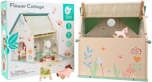 Classic World houten poppenhuisje - poppenhuis met tuintje en accessoires-3