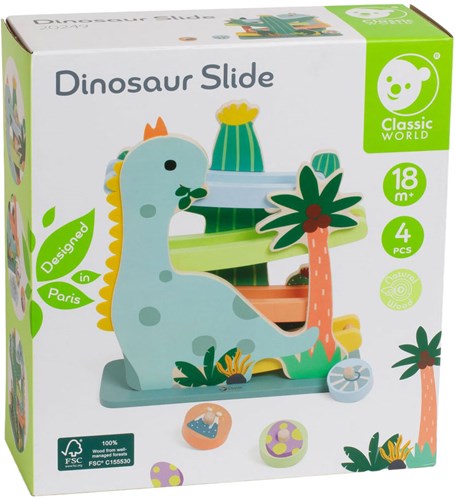 Classic World houten ballenbaan dinosaurus - educatief speelgoed 4-delig