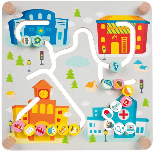 Classic World houten sorteerspel educatief bord stad en afval scheiden-2