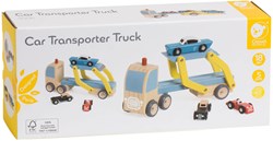 Classic World houten speelgoed transporter met 3 auto's - FSC houten vrachtwagen