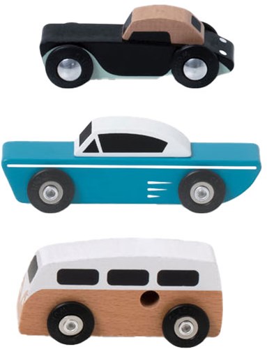 Classic World houten speelgoed auto's set - 3 stuks - FSC hout-3