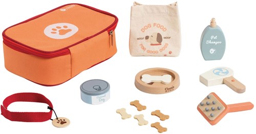 Classic World houten dieren verzorgen speelset - rollenspel speelgoed tas 16dlg-3