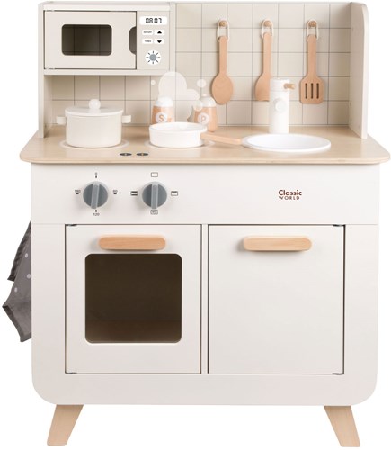 Classic World houten speelkeuken chef 11-delig speelgoedkeuken wit