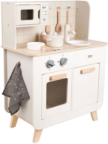 Classic World houten speelkeuken chef 11-delig speelgoedkeuken wit-2