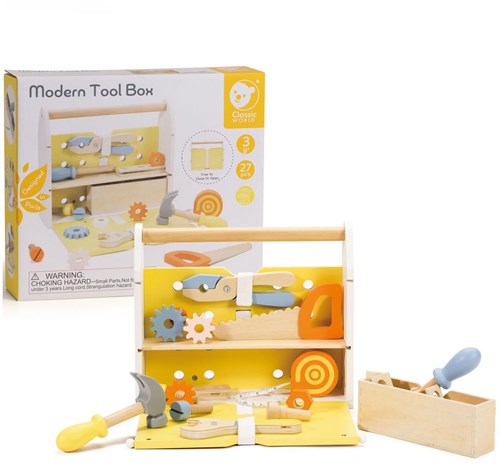 Classic World houten gereedschapskist modern - speelgoedset 27-delig-3