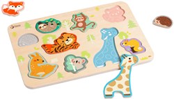 Classic World houten dierenpuzzel educatief speelgoed 10 stukjes