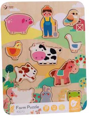 Classic World houten puzzel boerderij - educatief speelgoed 12 stukjes-2
