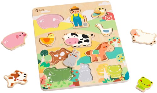 Classic World houten puzzel boerderij - educatief speelgoed 12 stukjes