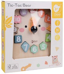 Classic World houten klok leerklok beer educatief speelgoed