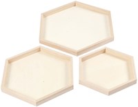 Creativ Company houten dienbladen hexagon set 3 stuks 21-31 cm decoratie-3