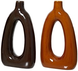 Decoris vase porcelaine moderne sculpturale brillant 7x18,5x31,7cm décoration