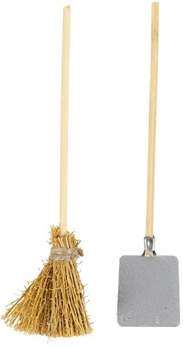 Creativ Company miniatuur speelgoed schep en bezem set - houten decoratie-2