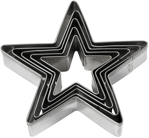 Creativ Company emporte-pièces étoile set - pâte à biscuits et argile 5 pièces-2