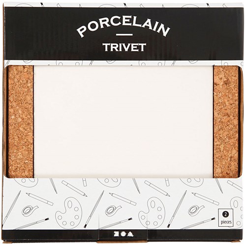 Creativ Company dessous de verre en porcelaine - cadre en liège - accessoire déco maison