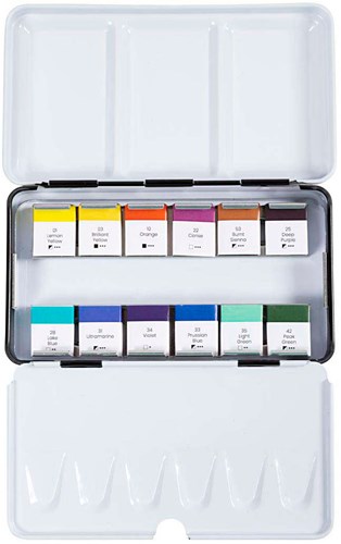 Creativ Company aquarelverf set bloemen en landschappen 12 kleuren-2