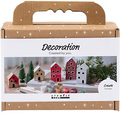 Creativ Company kerst knutselset mini decoratie huisjes verf