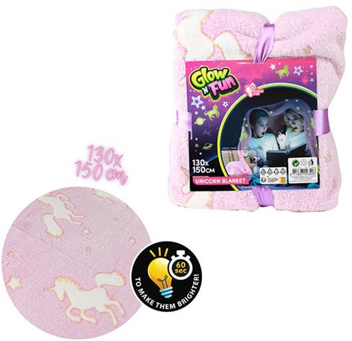 Glow in the dark deken eenhoorn 35563A