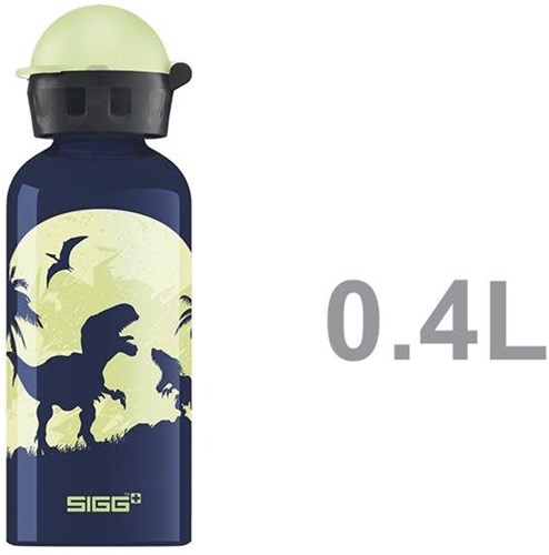 SIGG drinkfles Glow Moon Dinos aluminium 0,4L blauw kind