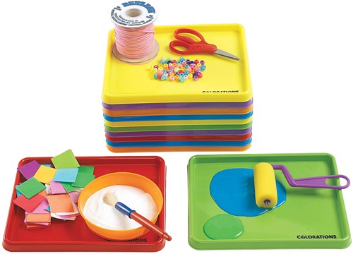 Colorations plateau de bricolage lot de 12 - plateaux colorés pour enfants